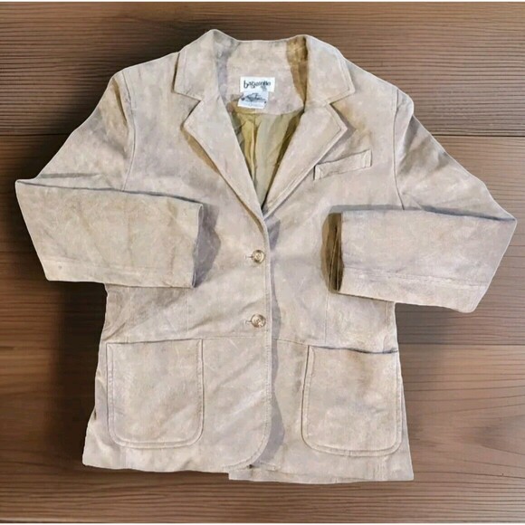 Jackets & Blazers - WOMENS BAGATELLE VINTAGE TAN SUEDE/LEATHER JACKET SZ 10P Fast Shipping